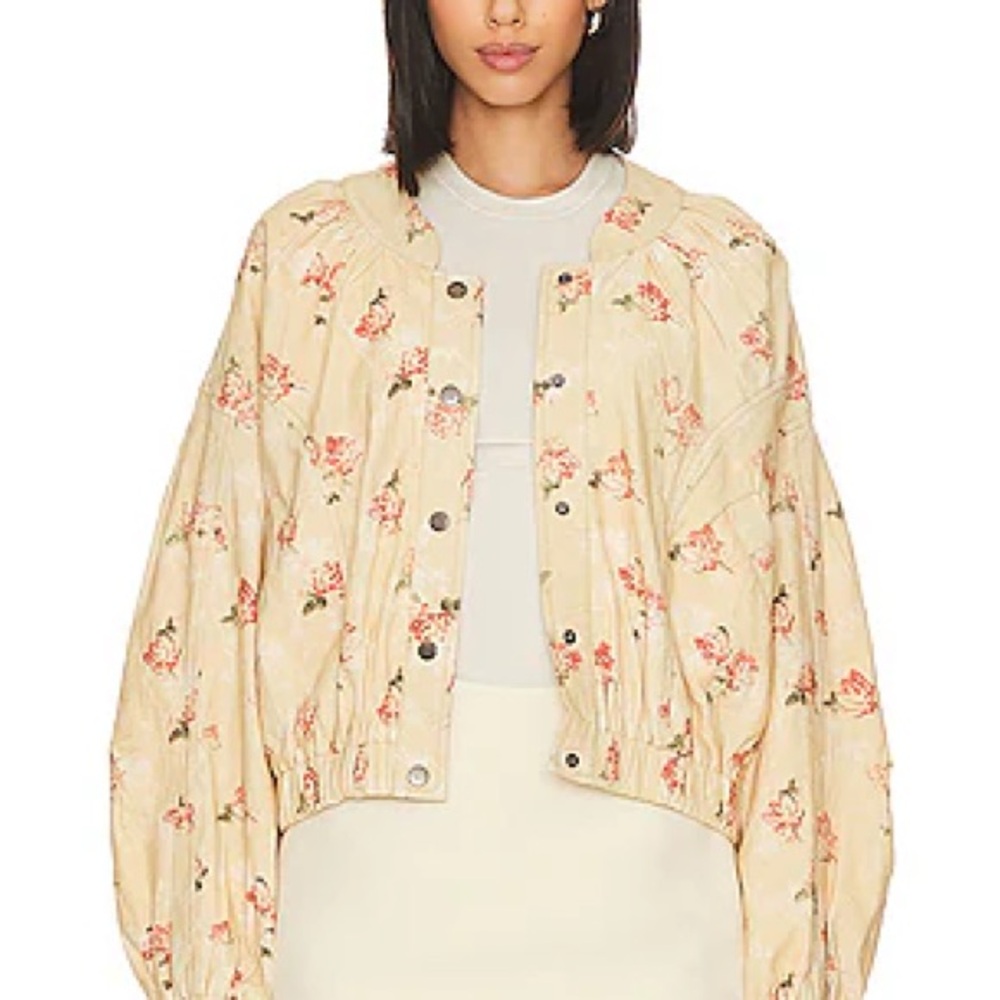 FREE PEOPLE - RORY BOMBER Floral Beige Women's Jacket
